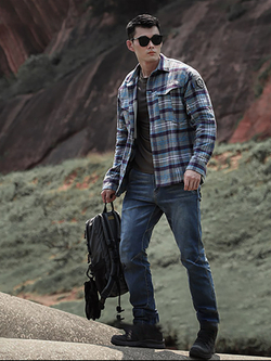 Рубашка Emersongear Blue Label Longicorn Flannel Shirt (Blue Gray Grid)