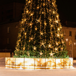 Светодиодная игрушка на елку "Звезда золотая"