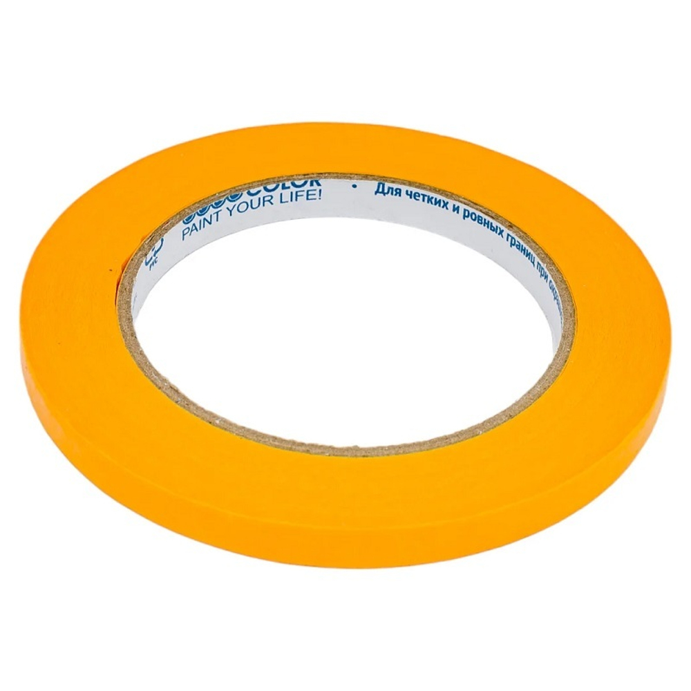 Лента малярная 9 мм 50 м для гладких поверхностей на рисовой бумаге золотистая Master Color