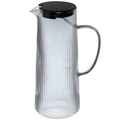 Кувшин стеклянный 1200мл «Орфей» с пластиковой крышкой и ситом, серый