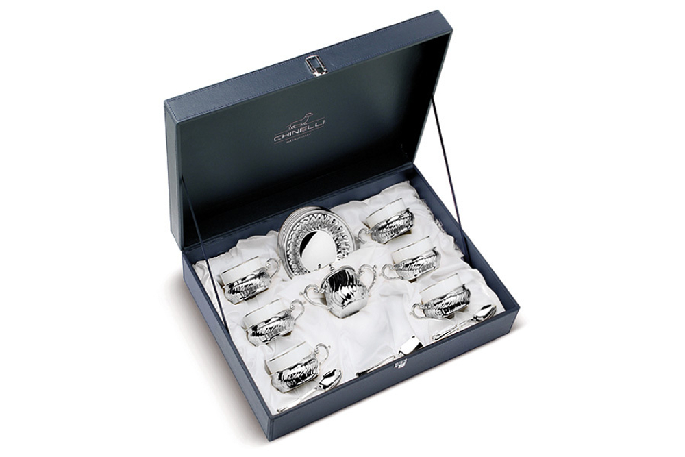 Чайный набор на 6 персон Stradivari с отделкой под серебро в подарочной коробке Гамма