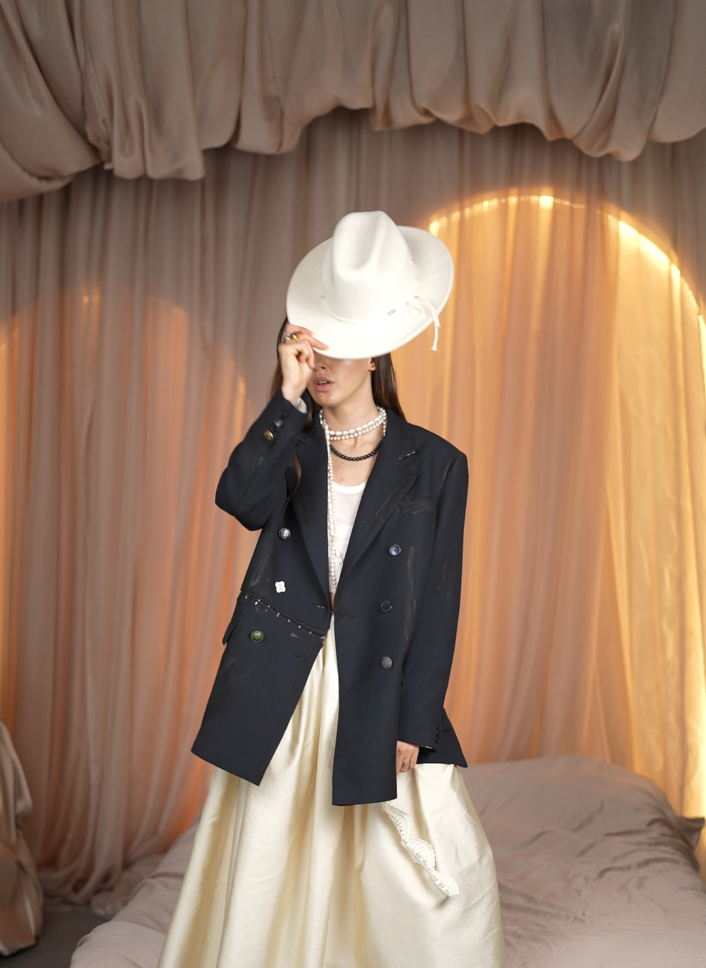 Жакет из шелка/шерсти со множеством деталей