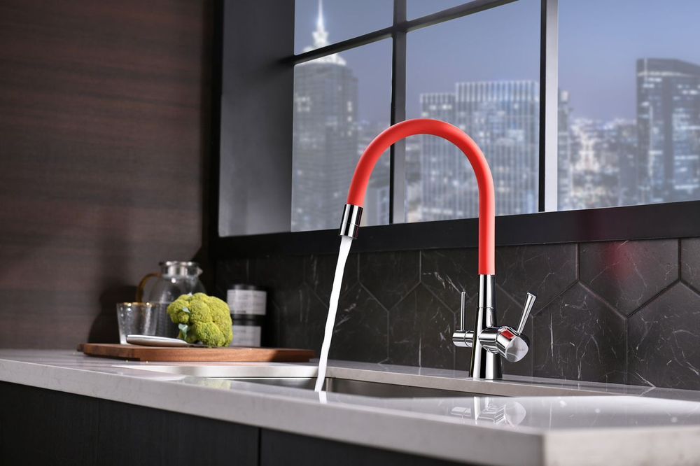 Смеситель для кухни Lemark Comfort с подключением к фильтру с питьевой водой (LM3075C-Red)