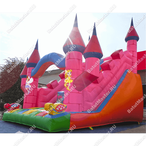 Надувная горка "Розовая крепость"