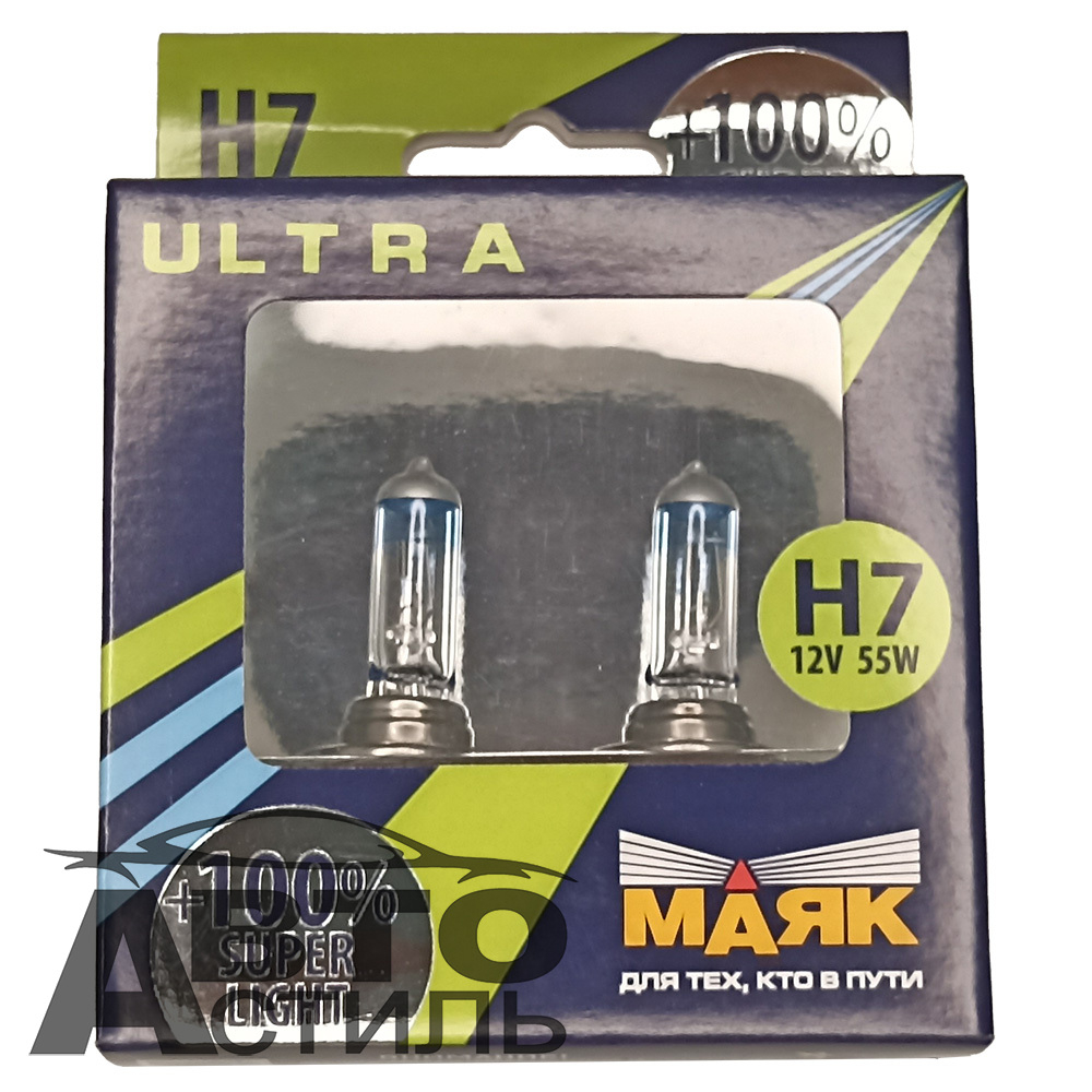 Автолампа H7 12V 55W (PX26d) Маяк +100% Super Light 82720SL+100 (к-т)