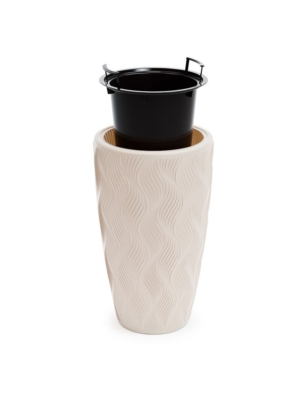 Кашпо для цветов напольное 61 л. (со вставкой 13 л.) бежевое (8888)