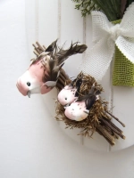 Панно "Птички" с искусственными цветами 36*28 см