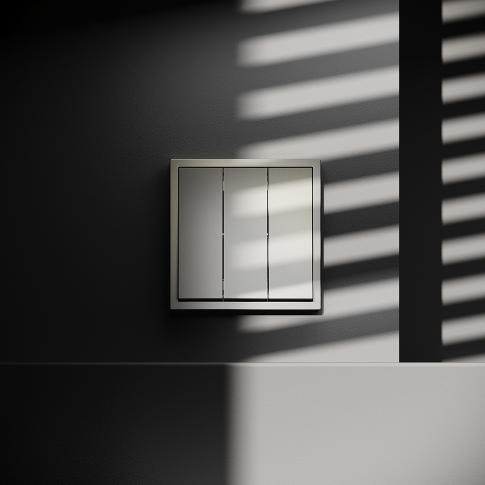 Выключатель встраиваемый VOLTUM S70 трехклавишный 10А, (шелк)