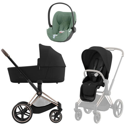 Коляска 3 в 1 Cybex Priam IV Rosegold complete и автокресло Cloud T i-Size Leaf Green Plus Sepia Black