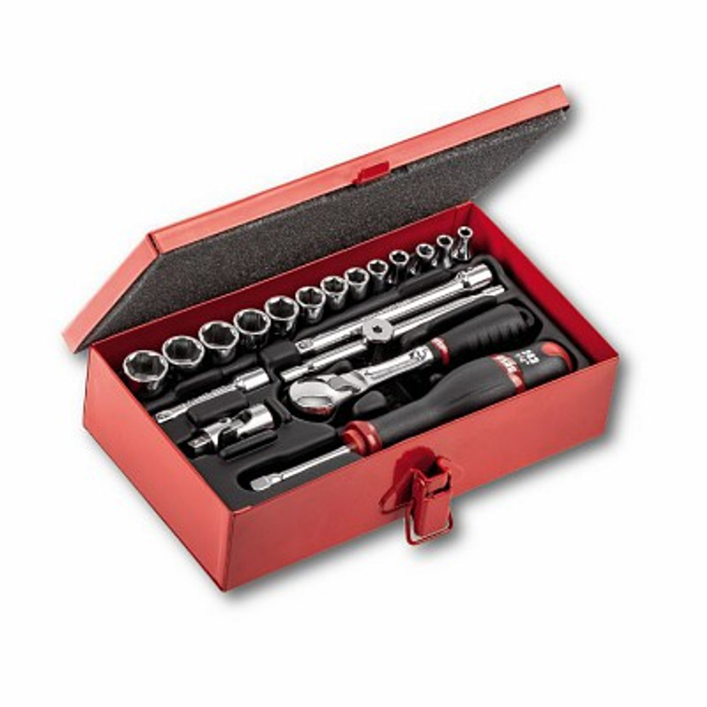 612 1/4 EB Набор головок и принадлежностей 1/4" в металлическом кейсе (19 предмета), USAG (Италия)