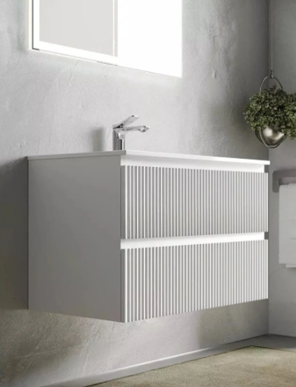 Тумба подвесная SANCOS Snob R 995х445х500, c двумя ящиками оснащенными доводчиками, Bianco, арт.SNR100W