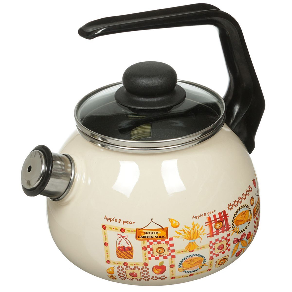 Чайник сталь, эмал, 2 л, свист, руч консоль, СтальЭмаль, Садовая песня, сл кость, 4с210я