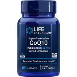 Super-Absorbable CoQ10 (Ubiquinone) with d-Limonene 50 мг, 60 капсул Life Extension