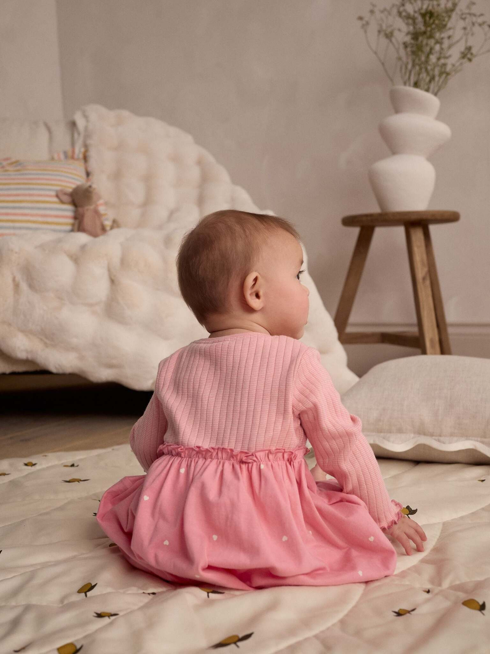 Платье для девочки Next E65-155, 2 шт., Бежевый, Розовый