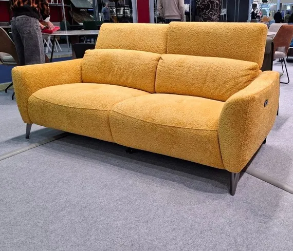 Диван-реклайнер с электроприводом Jasper, 200 см, желтый