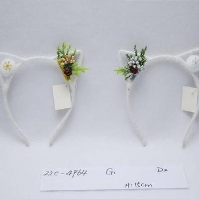 Ободок "Хвойная веточка" 15 см (в ассортименте), Белый (Серпантин)