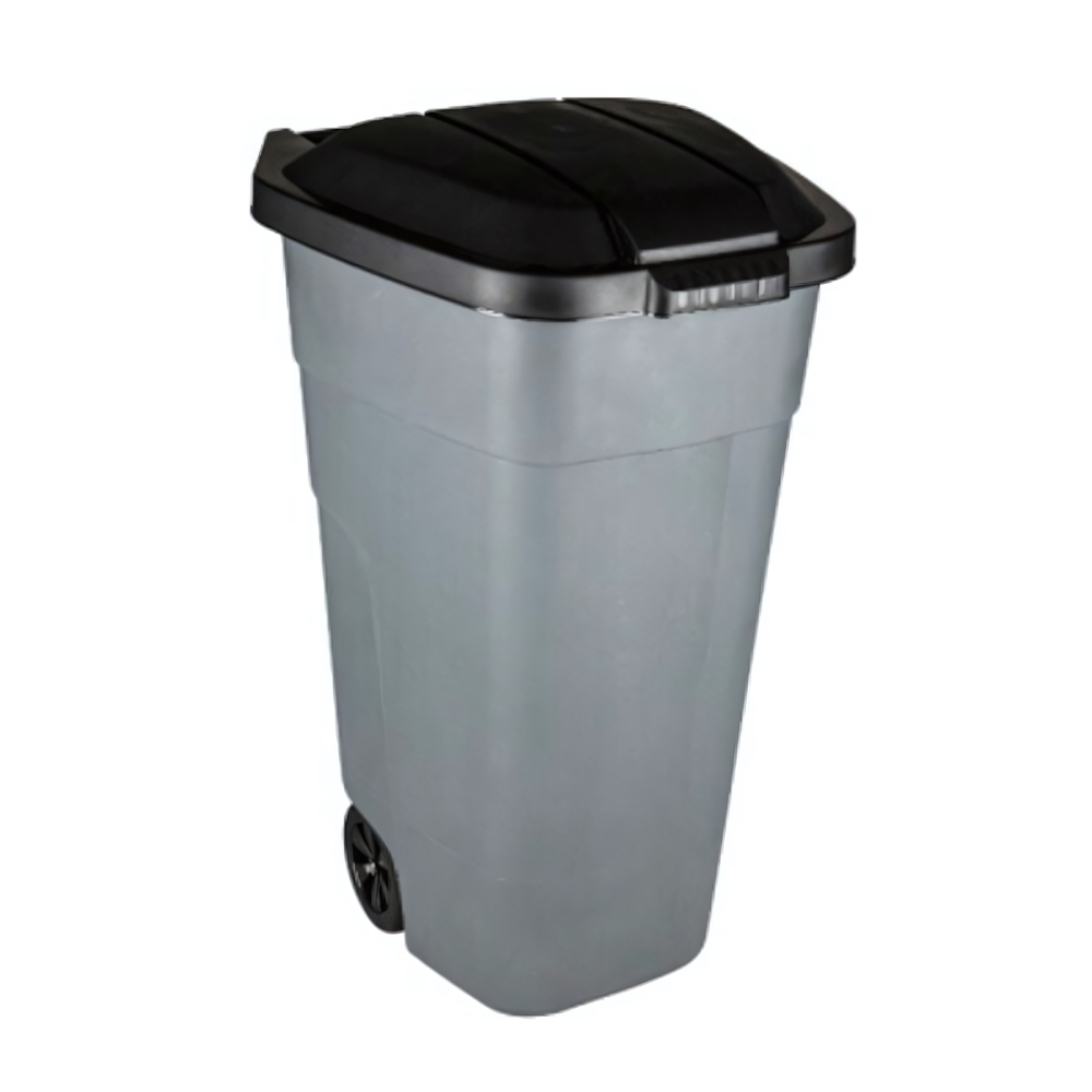 Бак для мусора с крышкой на колесах 110л серый