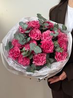 Моно букет из роз Кантри и эвкалипта