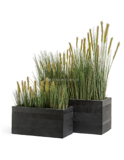 Кашпо TREEZ ERGO - серия Graphics - Низкий прямоугольник - Чёрный графит