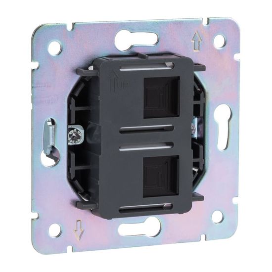 Розетка ROUND компьютерная двойная RJ45+RJ45 кат6 с/у оникс KRANZ