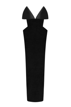 Бархатное платье с лацканами