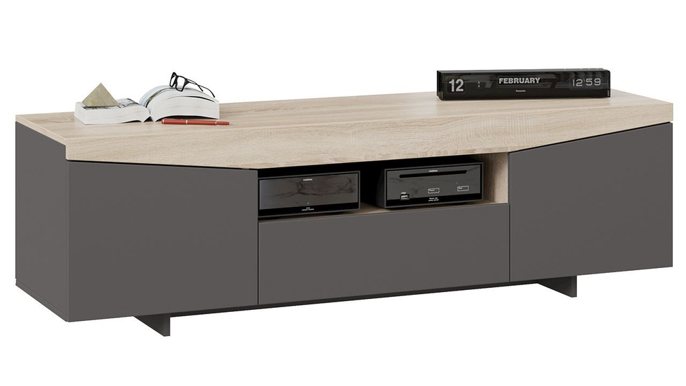 Тумба под телевизор напольная Дуб Сонома/Графит Серый 160х45х48 см