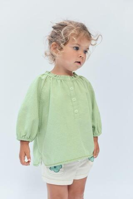 ZARA БЛУЗКА В КЛЕТКУ - LIMITED EDITION, СВЕТЛО-ЗЕЛЕНЫЙ