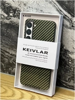 Чехол-накладка Kzdoo Keivlar Case для Samsung Galaxy S23+ карбоновый (черно-зеленый в полоску)