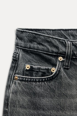 ZARA ДЖИНСЫ ПРЯМОГО КРОЯ С НИЗКОЙ ПОСАДКОЙ — ZW COLLECTION, ЧЕРНЫЙ