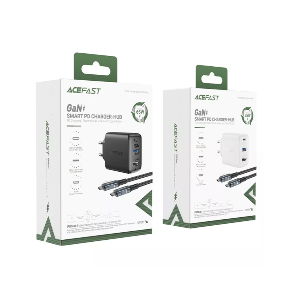 ACEFAST Сетевое зарядное устройство A17 65W GaN multi-function HUB