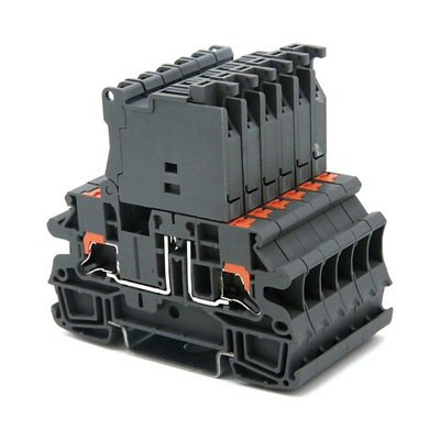 Клемма для предохранителя, зажим Push-in, 2 точки подключения, индикация 24В, 4 кв.мм, серая