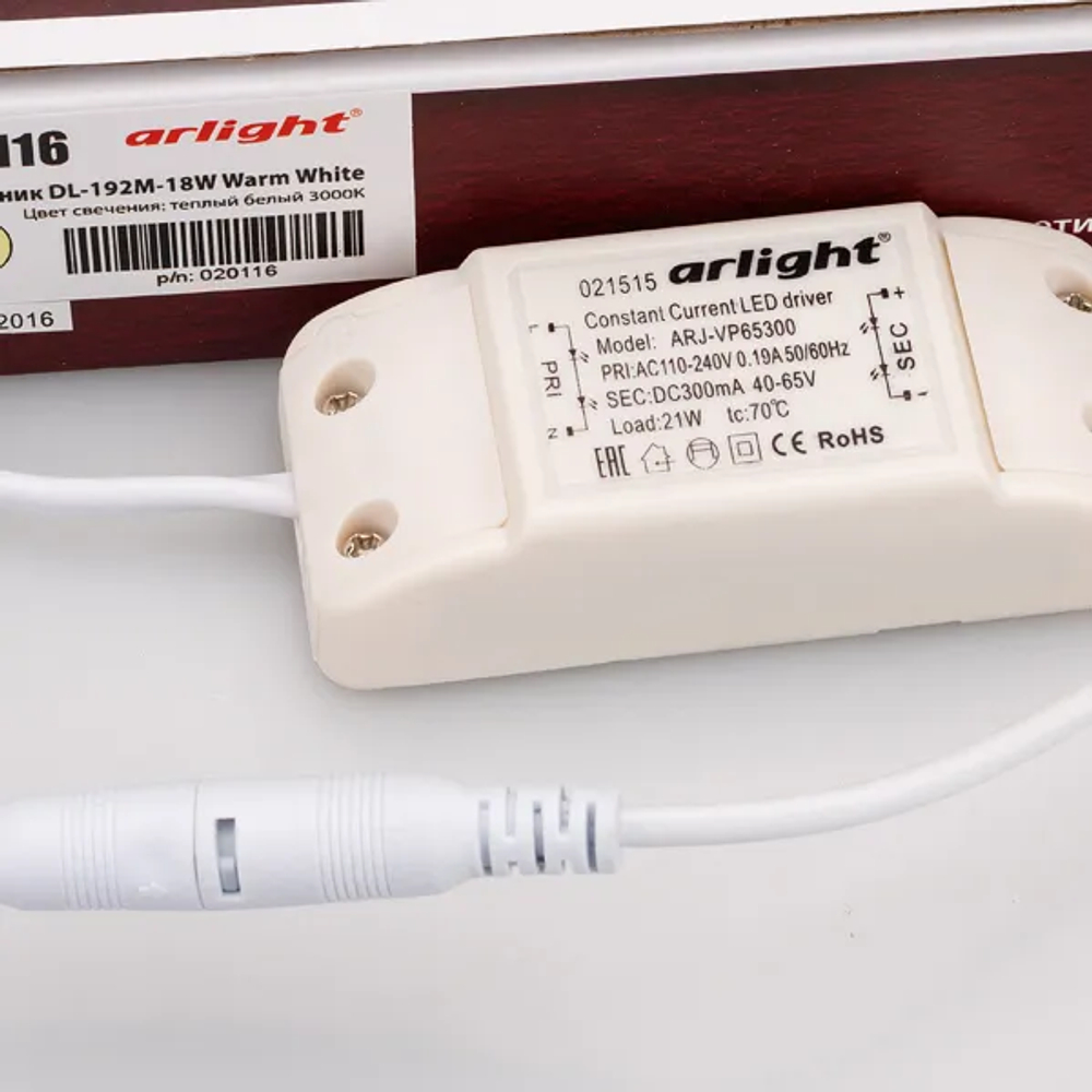 Светильник DL-192M-18W Warm White (Arlight, IP40 Металл, 3 года) 020116