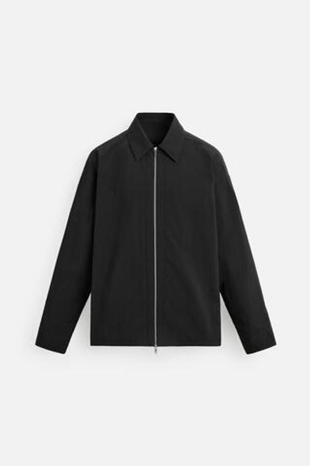 ZARA КУРТКА-РУБАШКА ИЗ ВЫСОКОТЕХНОЛОГИЧНОЙ ТКАНИ С ЗАСТЕЖКОЙ-МОЛНИЕЙ, ЧЕРНЫЙ