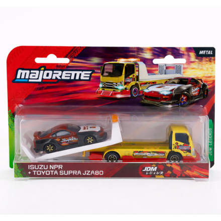 Majorette JDM LEGENDS - Набор No.3 Isuzu NPR + Toyota Supra JZA80 на эвакуаторе 4103000