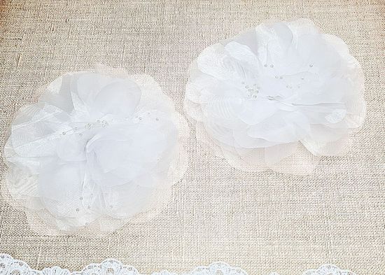 Большие школьные банты из  лепестков с бусинками, на резинке, 2 шт.