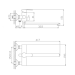 Смеситель для ванны и раковины 35к HB22801 HAIBA див корп L-нос НЕРЖ
