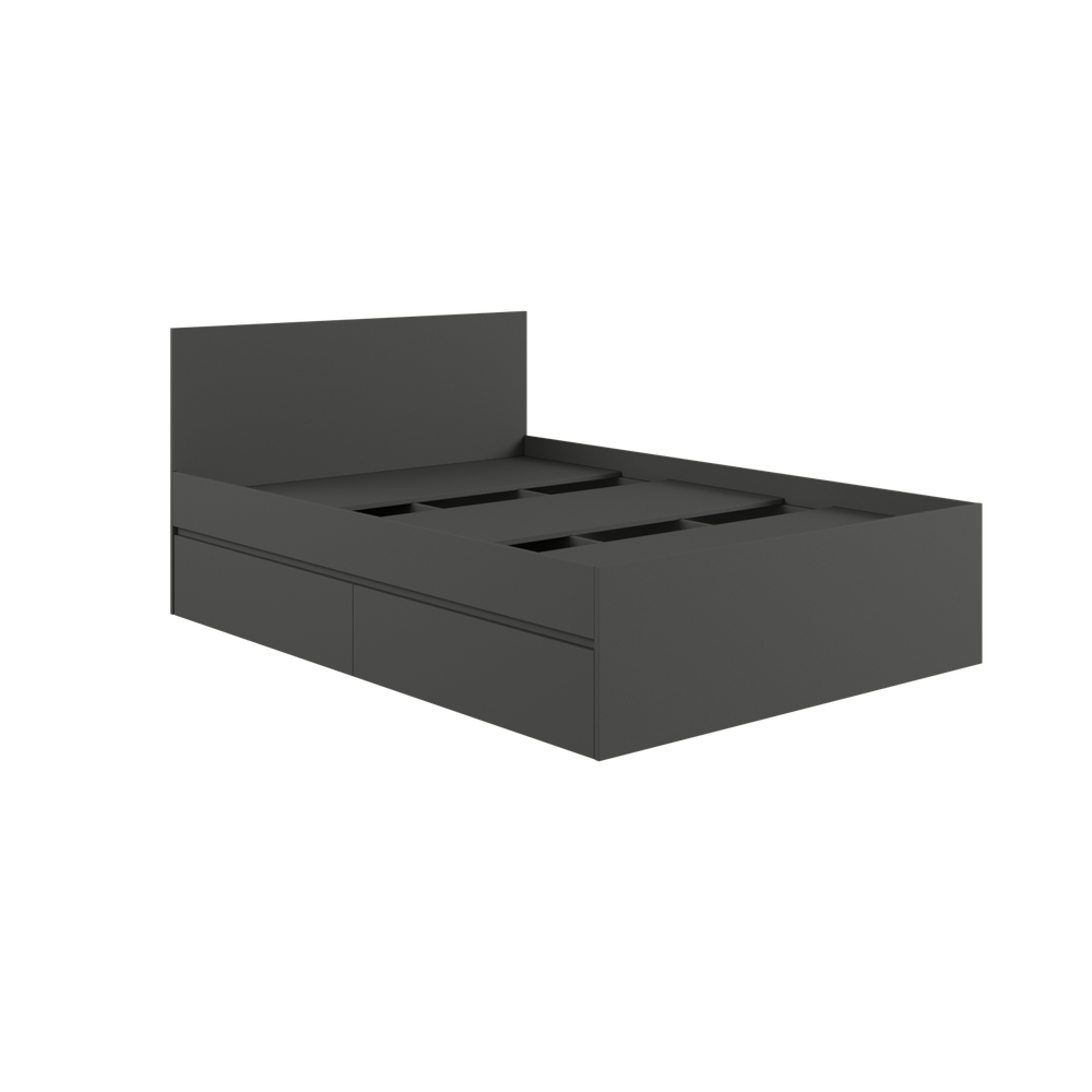 МС Мадера Кровать с ящ. К1.4М с дсп 1400*2000 б/матр. (лдсп графит новый)