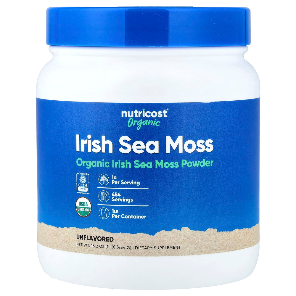 Nutricost, органический порошок из ирландского морского мха, без добавок, 454 г (16,2 унции)