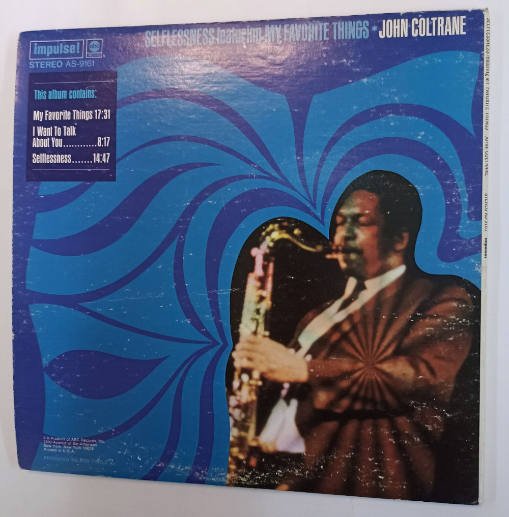 Винтажная виниловая пластинка John Coltrane Selflessness Featuring My Favorite Things (USA 1974)