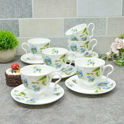 Чайный набор 12 предметов 240мл "Flowers" 205-993, костяной фарфор