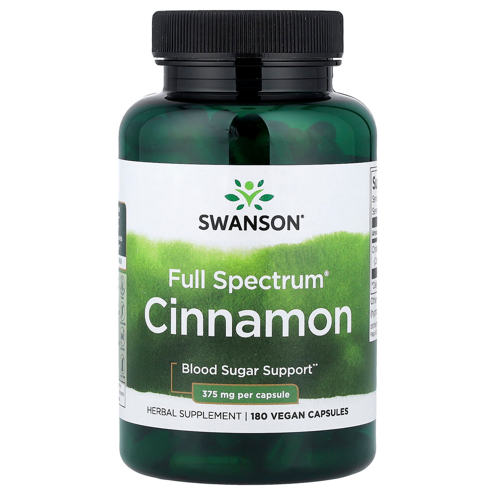 Swanson Vitamins, корица Full Spectrum®, 180 веганских капсул (375 мг в 1 капсуле)