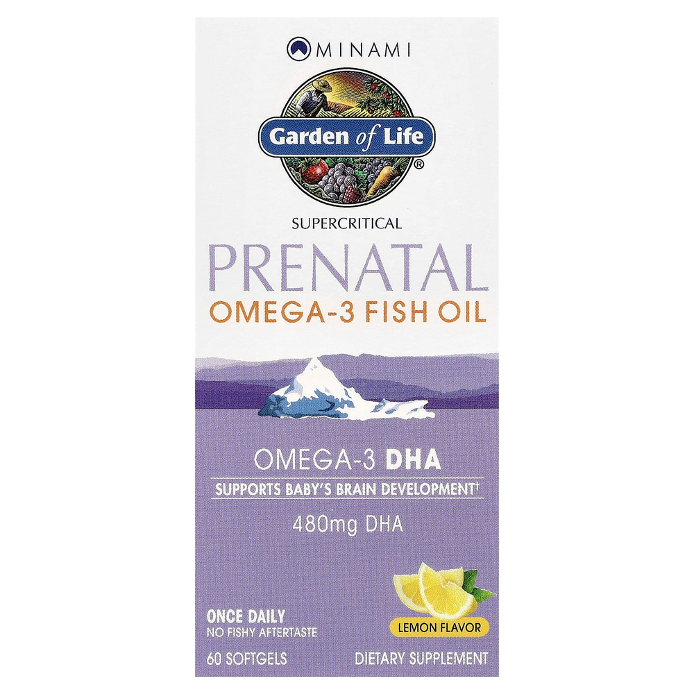 Minami Nutrition, Supercritical Prenatal, рыбий жир омега-3 со вкусом лимона, 60 мягких желатиновых капсул