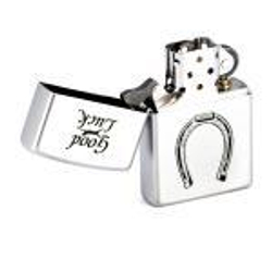 Зажигалка ZIPPO Classic Satin Chrome™ с изображением подковы и надпись Good Luck ZP-205 Horse Shoe