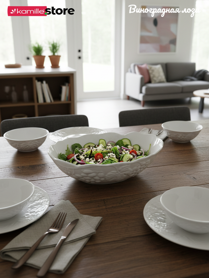 Набор овальных салатников 2 шт. 27х21х8 см., фарфор, коллекция "Виноградная лоза"
