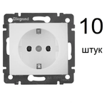 Розетка Легранд Валена (Legrand Valena) с заземлением 10 штук, белая, без рамки