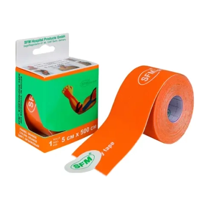 Кинезиологический тейп SFM основа хлопок 5 см 5 м оранжевый