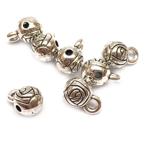 Бейлы "Роза" 9х6 мм, под серебро