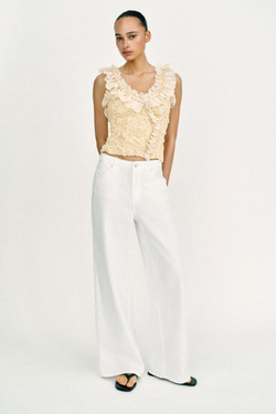 ZARA РОМАНТИЧЕСКИЙ ТРИКОТАЖНЫЙ ТОП КОМБИНИРОВАННОГО КРОЯ, ТЕЛЕСНО-РОЗОВЫЙ