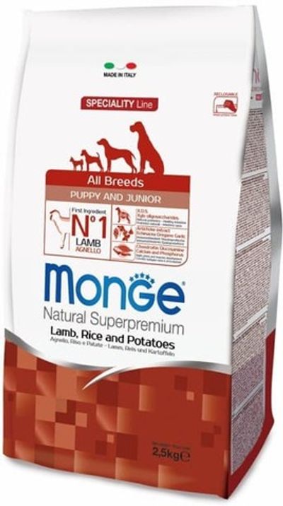 Monge Dog 2,5кг Speciality Puppy&Junior корм для щенков всех пород ягненок с рисом и картофелем