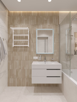 Полотенцесушитель электрический EWRIKA Пенелопа КВ7 60x55 см, подключение справа, слева, скрытое подключение справа, матовый белый, лесенка, из стали, с полкой